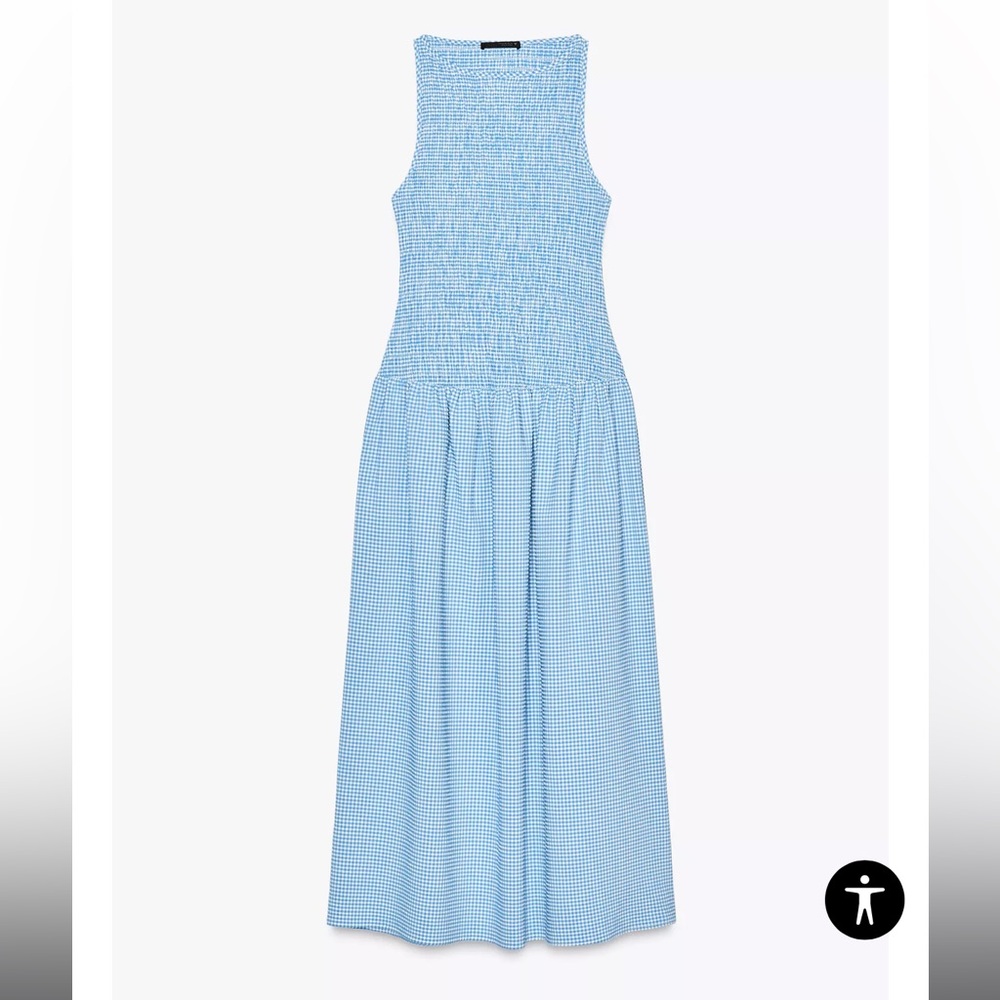 ZARA Blue Gingham Midi Dress